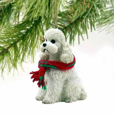 POODLE White Show Dog Green Gift Box Holiday Christmas ORNAMENT